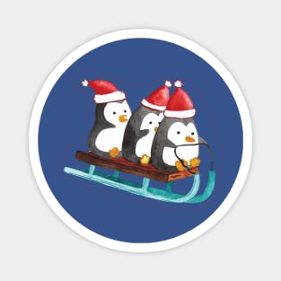 Penguins wearing santa hat Magnet